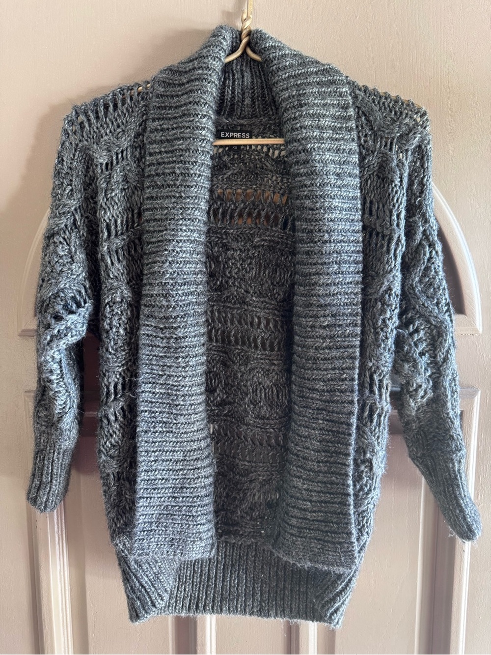Express Women's Open-Front Chunky Knit Cardigan - Gray XS-S